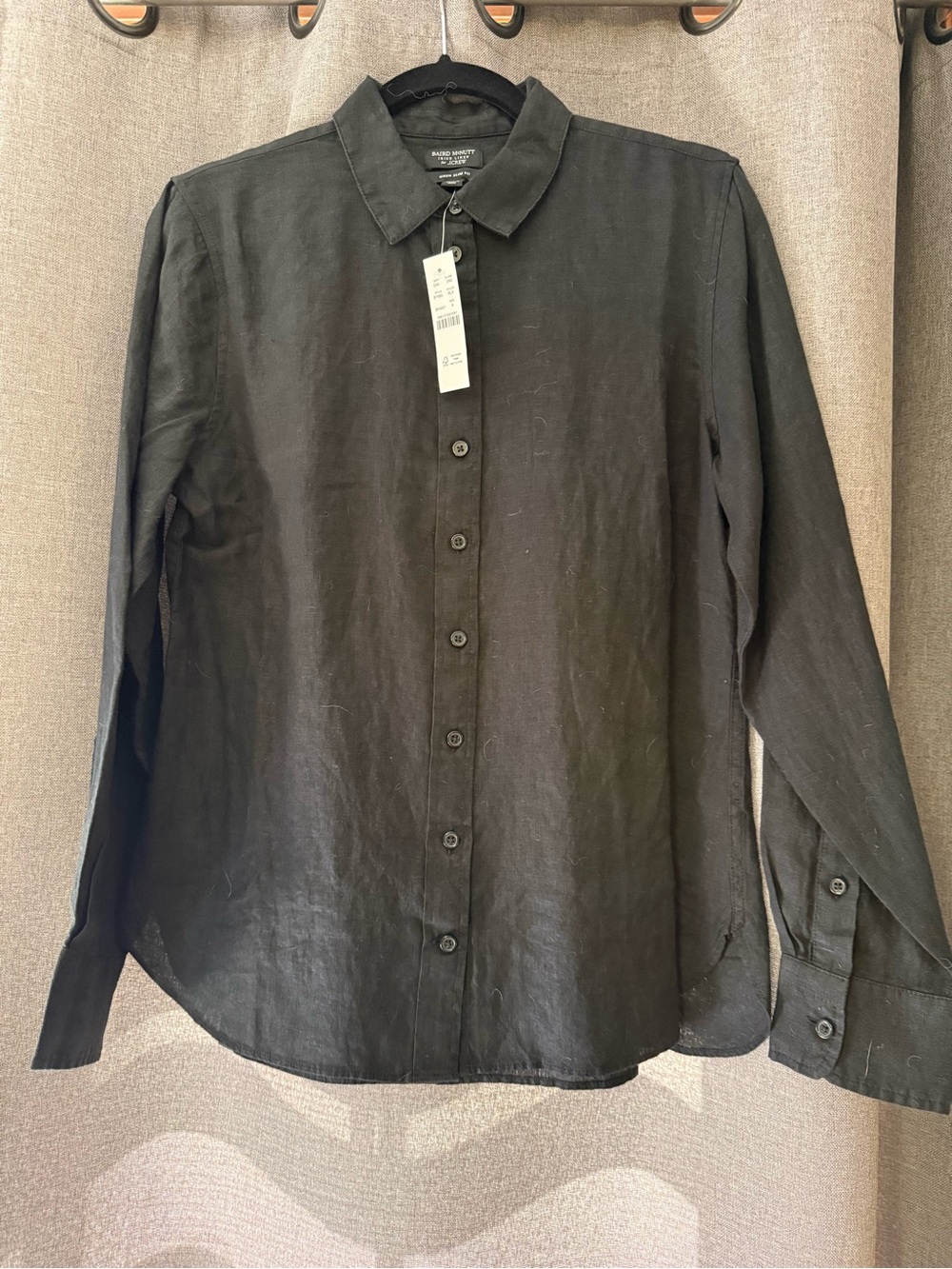 J. Crew Black Linen Button-Down Shirt